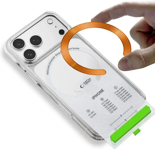 Tech-Protect MagSafe Ring Mmp-210 With Alignment Guide Black & Cosmic Orange 2 Pieces