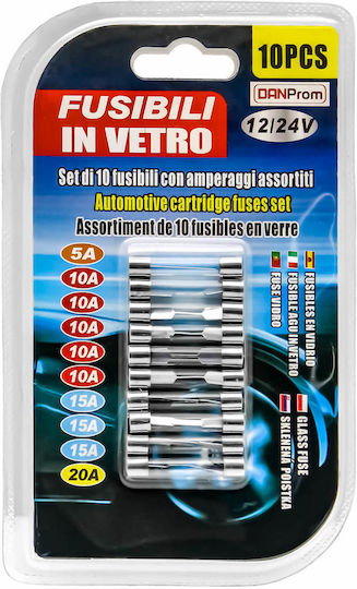 Set 10 Car Fuse Glass Round