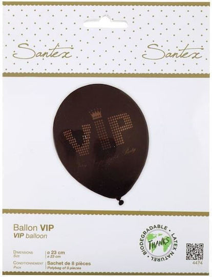 Set of 8 Black Latex Balloons 23cm