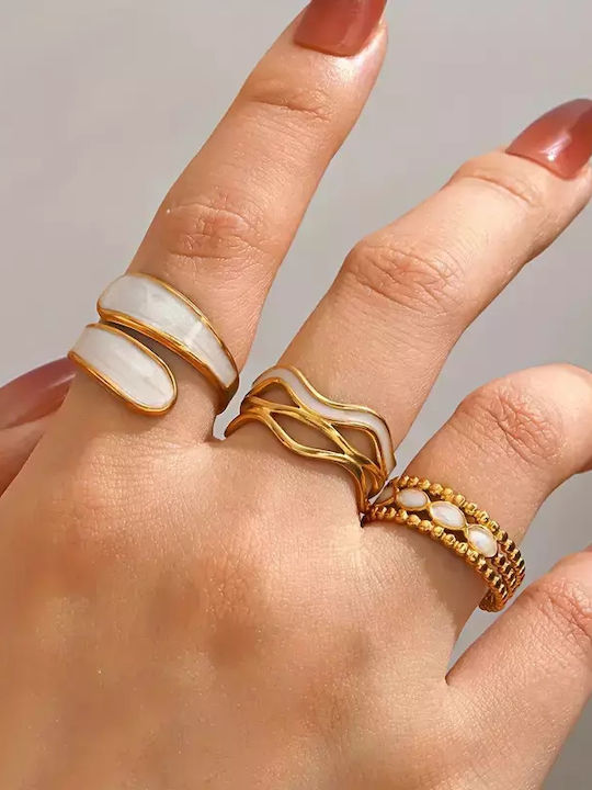 Set Women's Gold Plated Steel Rings