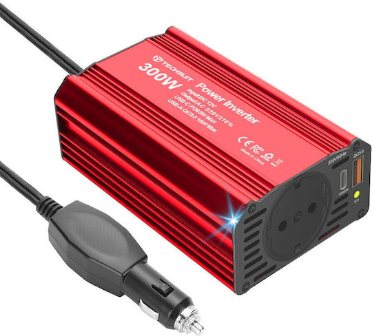 Techsuit Car Inverter 300W to Converter 12V DC in 220V AC