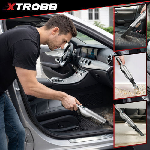 Xtrobb Car Handheld Vacuum Dry Vacuuming with Power 100W Rechargeable 12V Beige