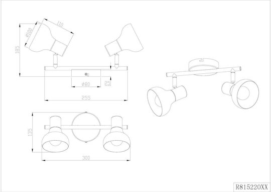 Trio Lighting Dublu Spot cu Soclu E14 în Culoare Alb