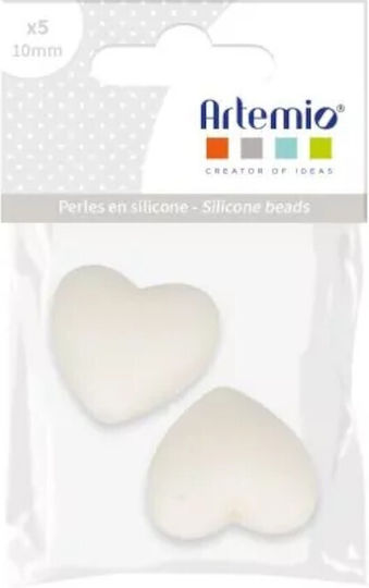 Silicone Beads Artemio Heart White 2pcs