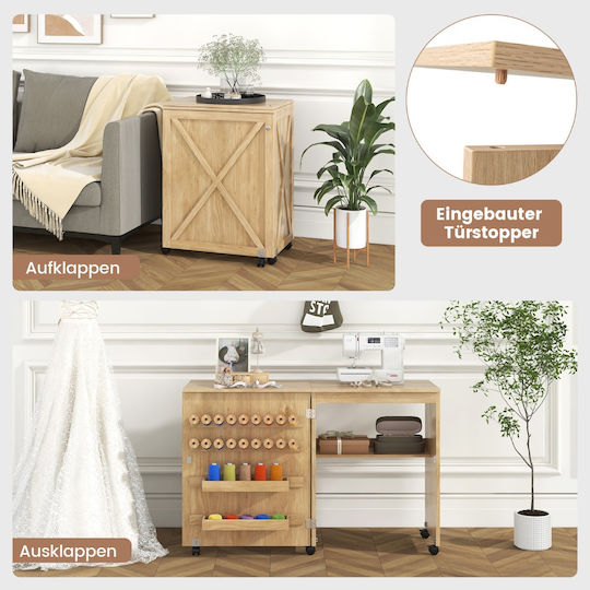 Costway Dulap Birou De Cusut Pliabil Multifuncțional Design Rustic Jv11552na