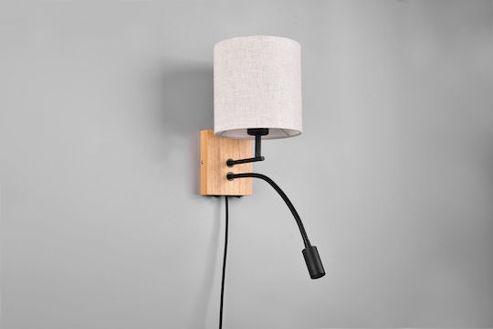 Trio Lighting Modern Lumină de Perete cu Priză cu Soclu E27 și Comutator Negru 18x18cm