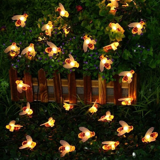 Hanging Solar Light Garland with Green Light
