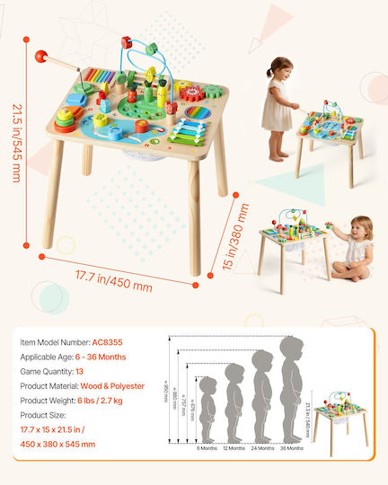 Vevor Wooden Activity Table for 6+ Months