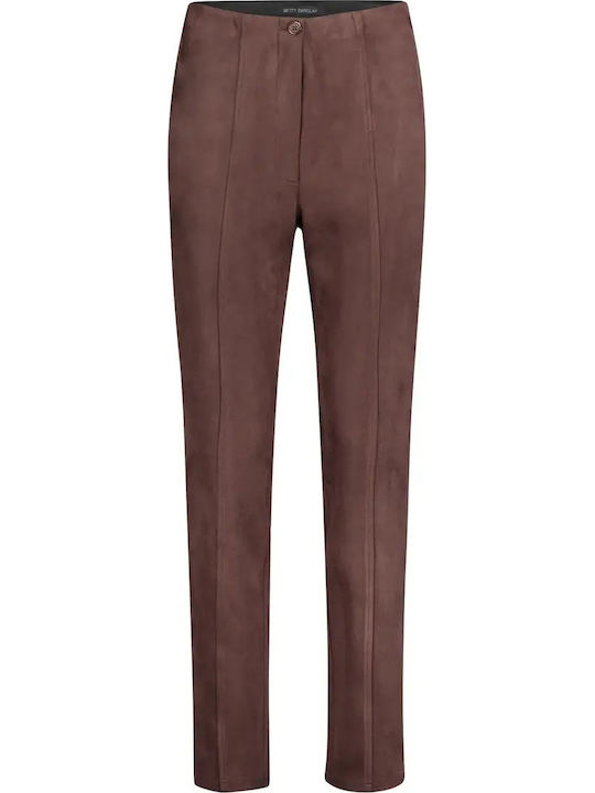 Damen Samt Hose in Gerader Bein Stil Braun