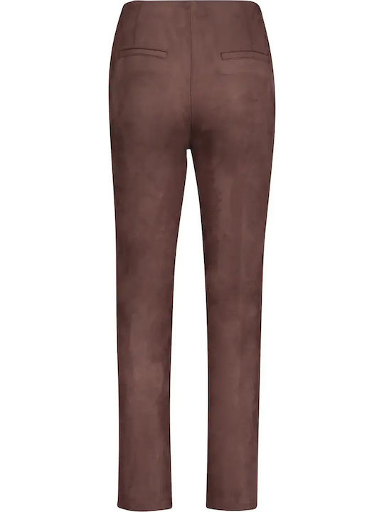 Damen Samt Hose in Gerader Bein Stil Braun