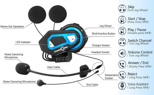 FreedConn T-MAX Pro 1200m for up to 6 users with Bluetooth