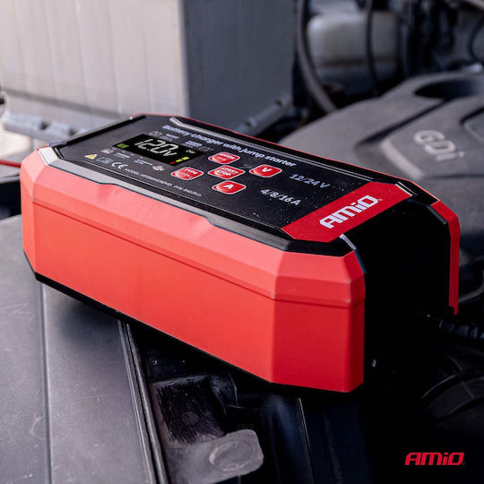 AMiO Зарядно за автомобилна батерия 12/24V