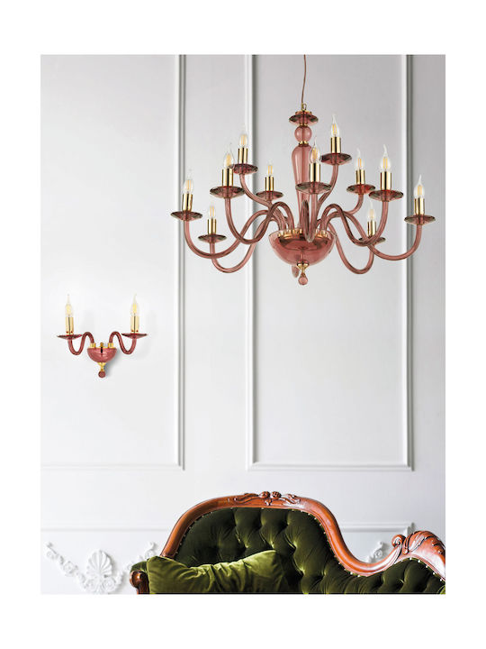 Ondaluce Πολυέλαιος 12xE14 Ø84cm με Κεράκια Μωβ LP.PAGAN/12-BGN