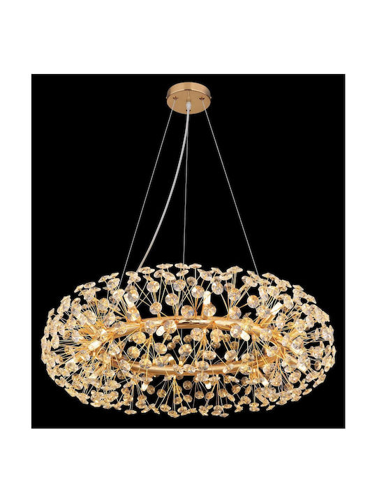Globo Lighting Πολυέλαιος Ø80cm με Κρύσταλλα Χρυσός Globo Lighting Πολυέλαιος Ø80cm με Κρύσταλλα Χρυσός