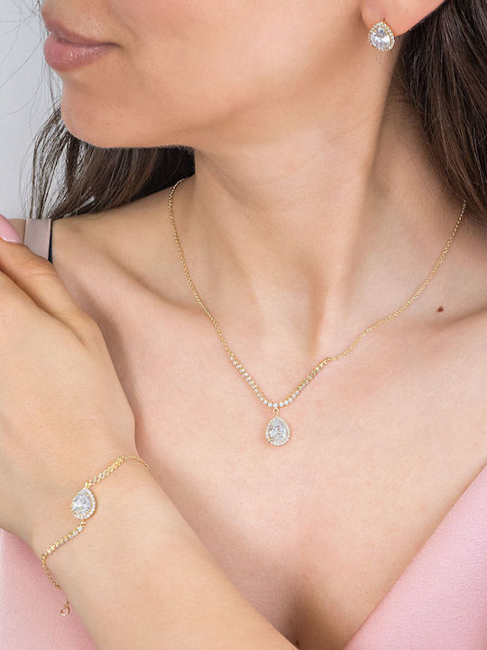 Kiriakos Gofas Set with Necklace & Bracelet with Stones
