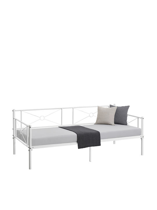 Cimarron Canapea Pat Single Metalic Alb pentru Saltea 90x190cm