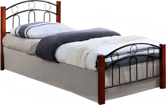 Jemina Κρεβάτι Ημίδιπλο για Στρώμα 110x200cm Μαύρο/βελανιδιά
