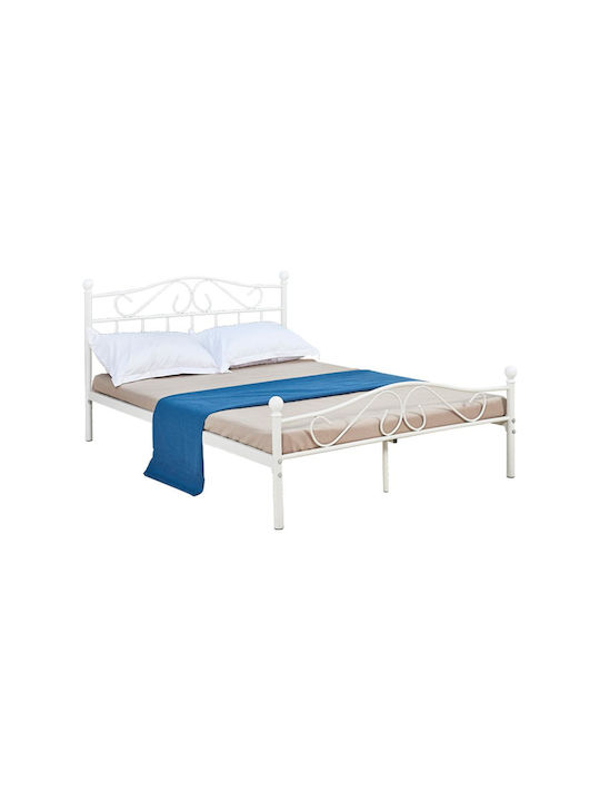 Yorick Double Metal Bed White for Mattress 140x190cm