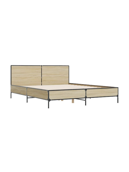 Doppelbett Aus Holz Braun Mit Lattenrost Für Matratze 140x200cm