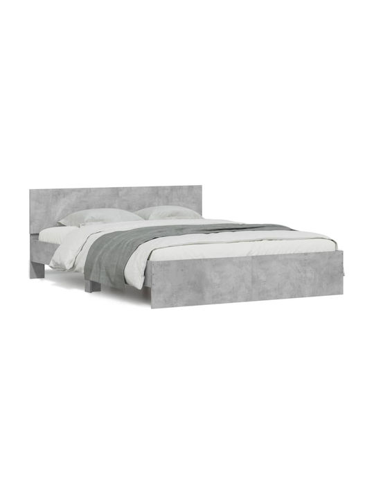 Легло Двойно Дървено Grey Concrete с Ламели за Матрак 140x200см