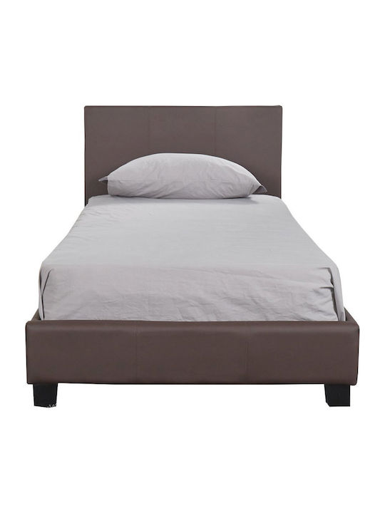 Azalea Bett Einzelbett Mit Kunstleder bezogen Dark Brown für Matratze 90x200cm