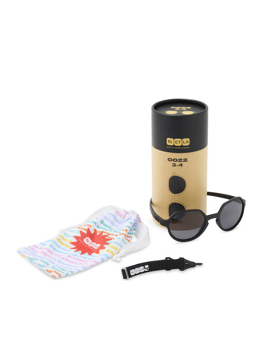 KiETLA Unbreakable Round Baby Sunglasses Black for 1-2 Years