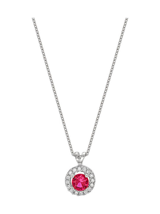 Kiriakos Gofas Necklace Solitaire In 9 K White Gold Red
