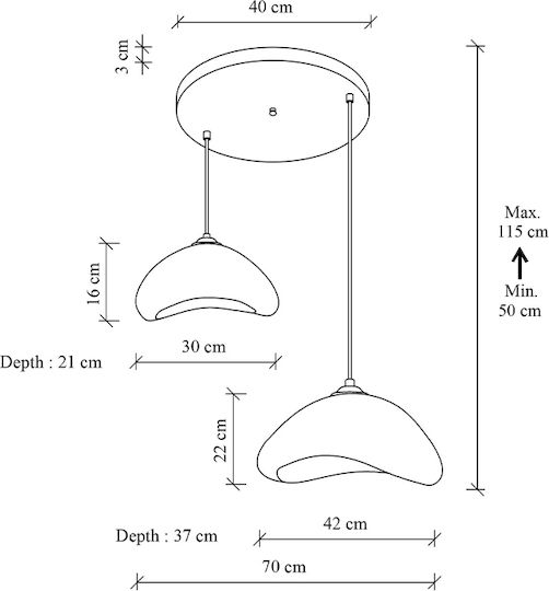 Megapap Luna Pendul Alb cu Soclu E27 70x70x115cm