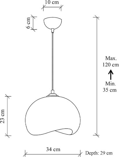 Megapap Yontu Pendant Ceiling Light White with E27 Socket 34x29x120cm