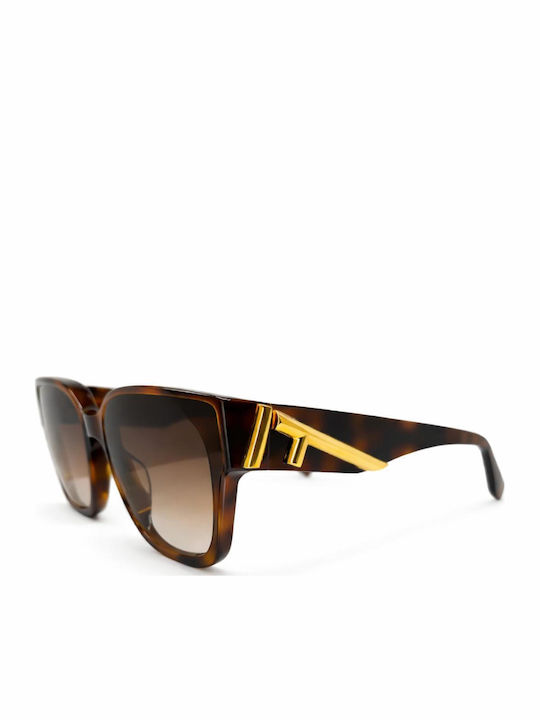 Fendi Women's Sunglasses with Brown Tartaruga Horn-Rimmed Frame and Brown Lens FE-FE40111I-53F