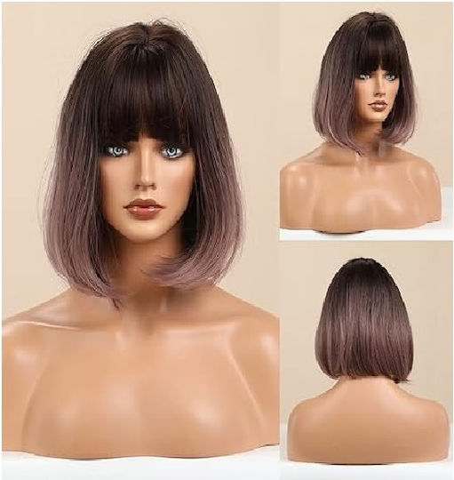 Animis Beauty Perücke Mit Synthetisches Haar In Lila Farbe 30cm