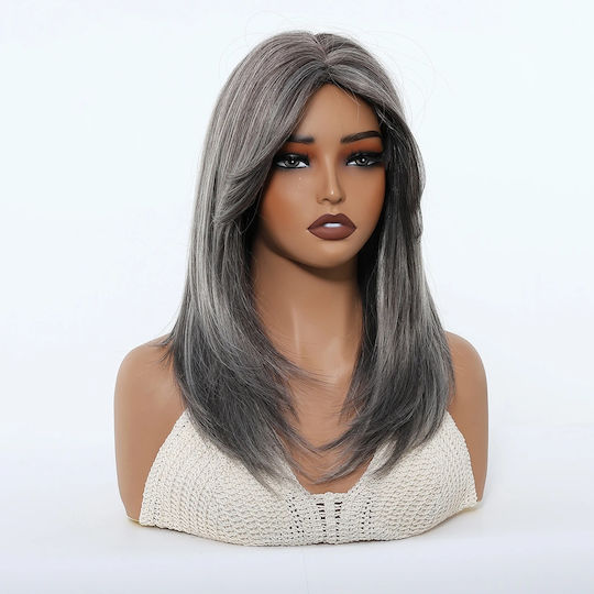 Animis Beauty Perucă cu Păr Sintetic în Culoare Gri 40cm