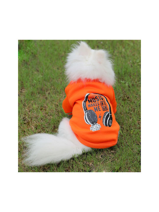 Music Makes Me High Sweatshirt Hund in Orange Farbe 30cm.