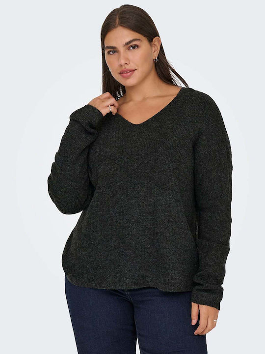 Damen Langärmeliges Pullover mit V-Ausschnitt Grau