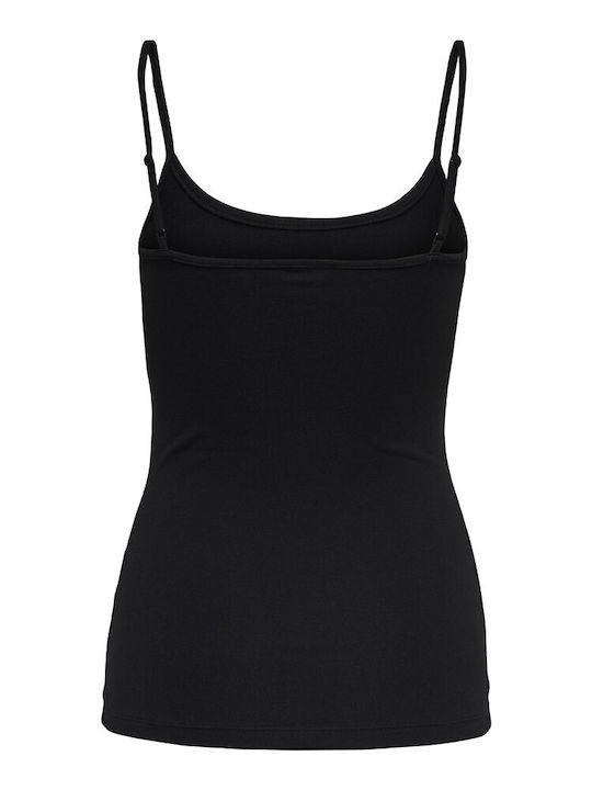 Damen Baumwolle Top mit Spaghetti-Träger Schwarz