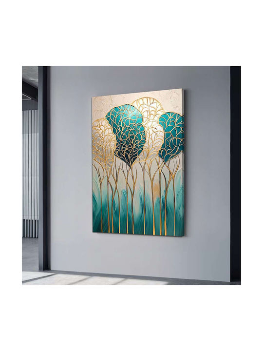 Megapap Golden Leaves Πίνακας σε Καμβά 70x100cm