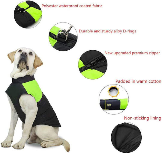 Green Fleece / Waterproof / Windproof Dog Coat with 58cm Back Length