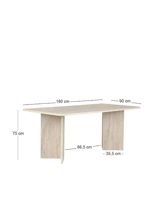 Linza Τραπέζι Τραπεζαρίας Ξύλινο Travertine 180x90x75εκ.