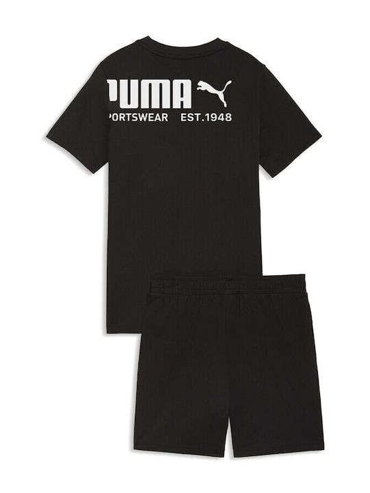 Kids Set with Shorts Summer 2pcs Black Jr Sport