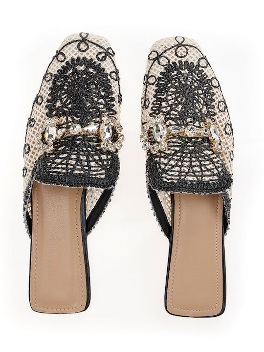 Pantofi Mules Dama Flat În Culoare Neagră