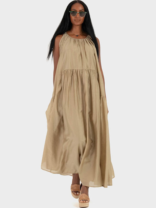 Καλοκαιρινό Maxi Φόρεμα Light Olive