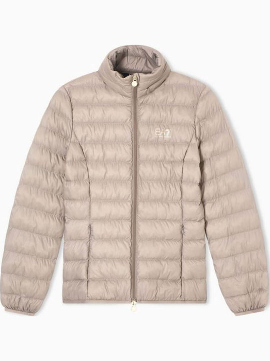 Kurze Damen Puffer Jacke Beige