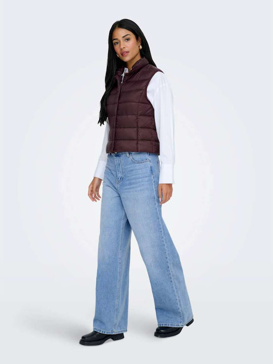 Women's Sleeveless Puffer Jacket for Winter Burgundy