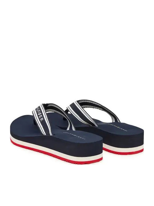 Flip Flops With Platforms In Navy Blue Colour