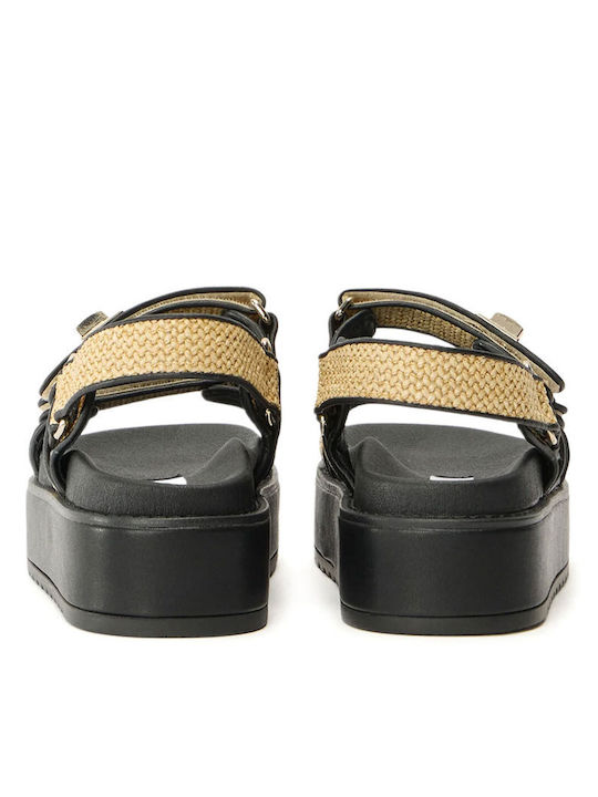 Bigmona Women's Flat Sandals Flatforms Black