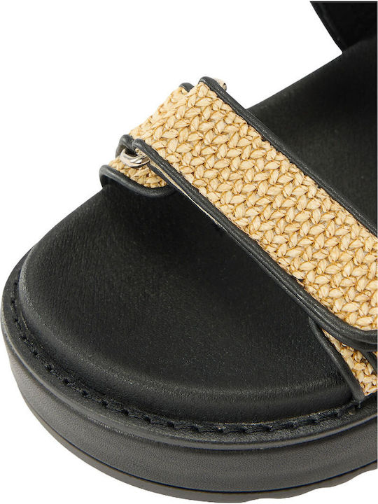 Bigmona Women's Flat Sandals Flatforms Black