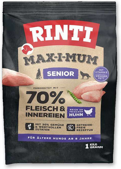 Rinti Max-i-Mum Senior 1kg Hrană Uscată fără Cereale pentru Câini Seniori cu Pui