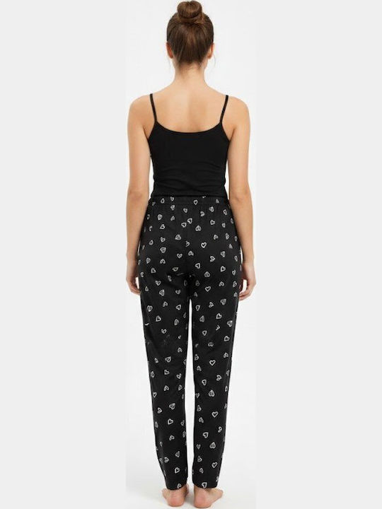 Soccus Pantaloni De Pijama Dama Din Bumbac Pentru Iarnă Negru