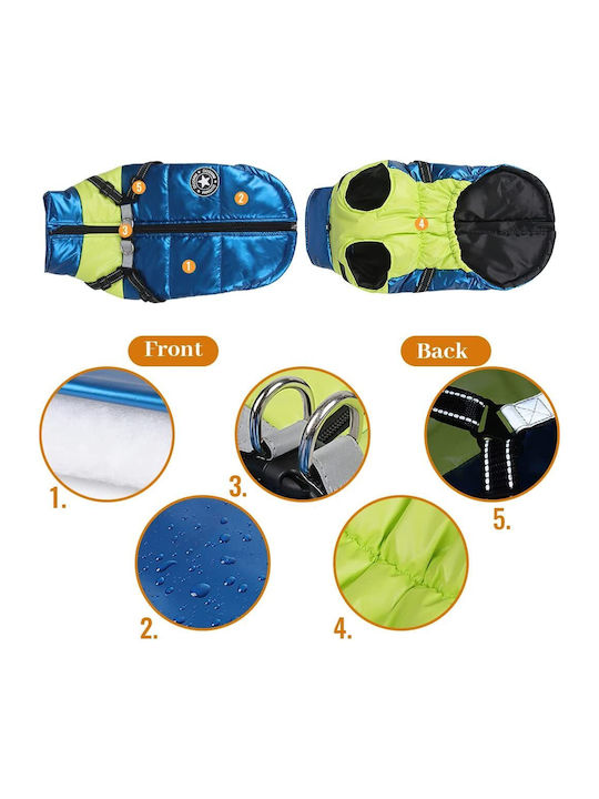 Animal Blue Waterproof Dog Coat with 35cm Back Length