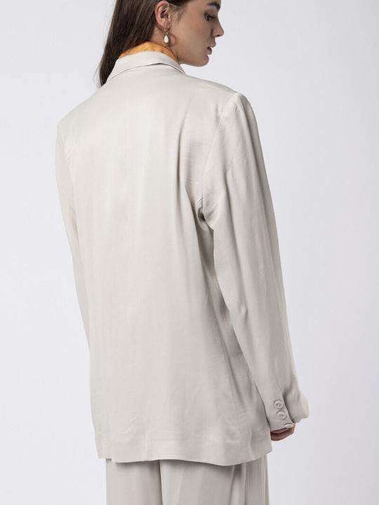 Helmi Μακρύ Γυναικείο Σακάκι Black - Cream